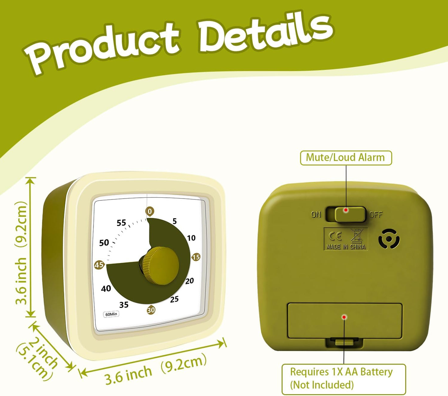 Visual Timer 60 Minute Timer Silent Countdown Clock – No Ticking, Gentle Ring with Mute Option, Timers for Kids Homework Classroom Management Kitchen Pasta, Adult Pomodoro & Deep Work, Purple