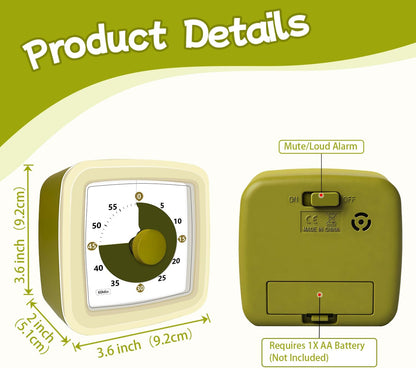 Visual Timer 60 Minute Timer Silent Countdown Clock – No Ticking, Gentle Ring with Mute Option, Timers for Kids Homework Classroom Management Kitchen Pasta, Adult Pomodoro & Deep Work, Purple