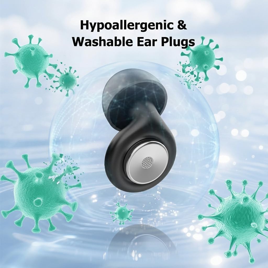 Ear Plugs for Sleep, 50dB Noise Cancelling Ear Plugs for Noise Reduction, Reusable Silicone Sleeping Earplugs for Snoring, Concert, Shooting & Plane Travel with 8 Eartips Case