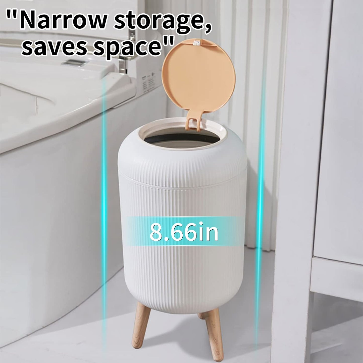 WanWanKa Mini White Plastic Trash Can, 2.6 Gallon Capacity, Slim Design, Anti-Odor, Easy to Clean, Suitable for Any Place | 10Liter Nordic Modern Waste Basket,Plastic Trash bin Suitable for Kitchen, Bathroom, Bedroom, Living Room, Office, Outdoor
