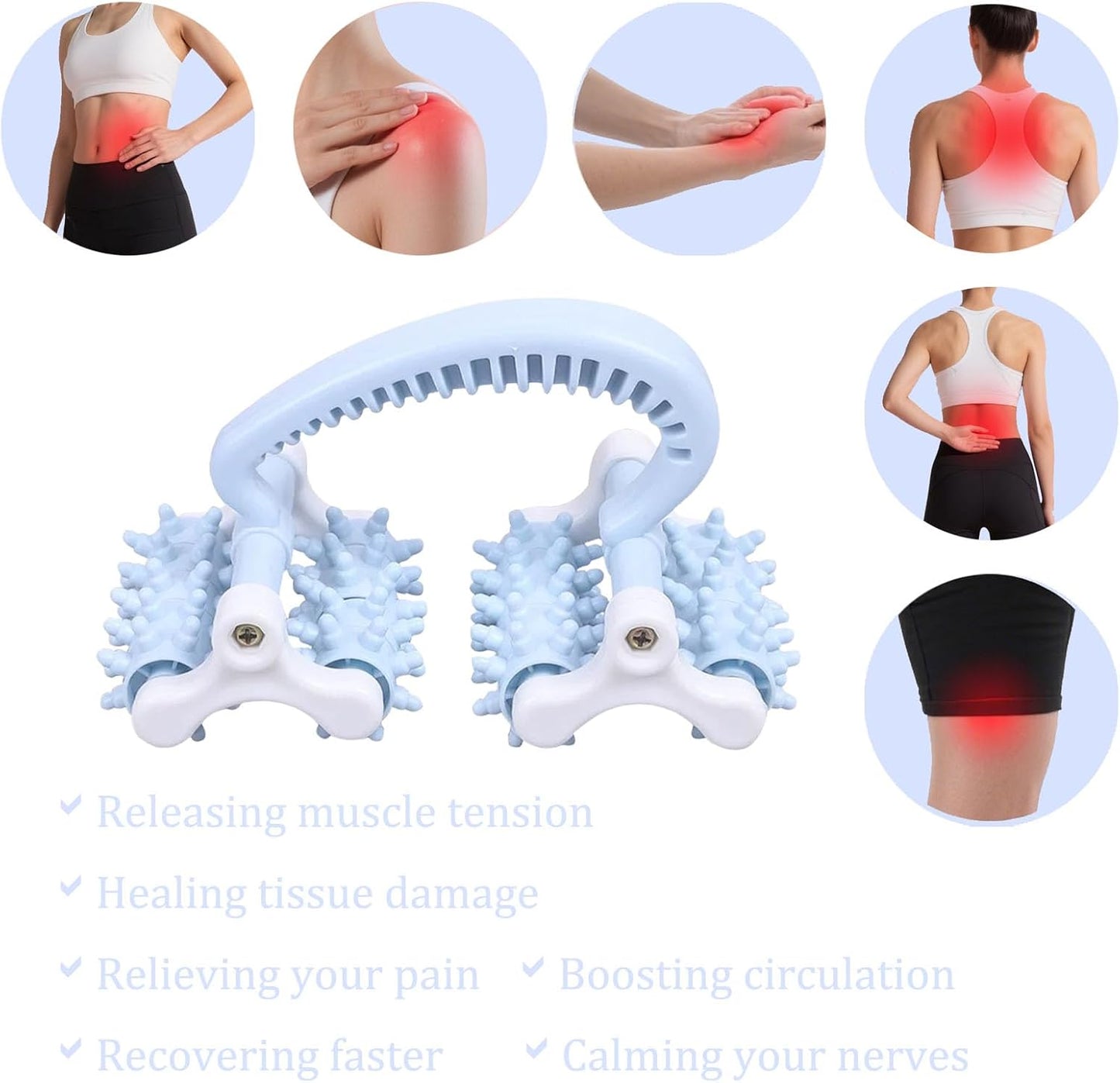 Cellulite Massage Tool,Anti Fascia Release Muscle Cellulite Roller | Lymphatic DrainageMassager Tools for Trigger Point Deep Tissue for Legs/Thighs/Butt/ Back (Blue)