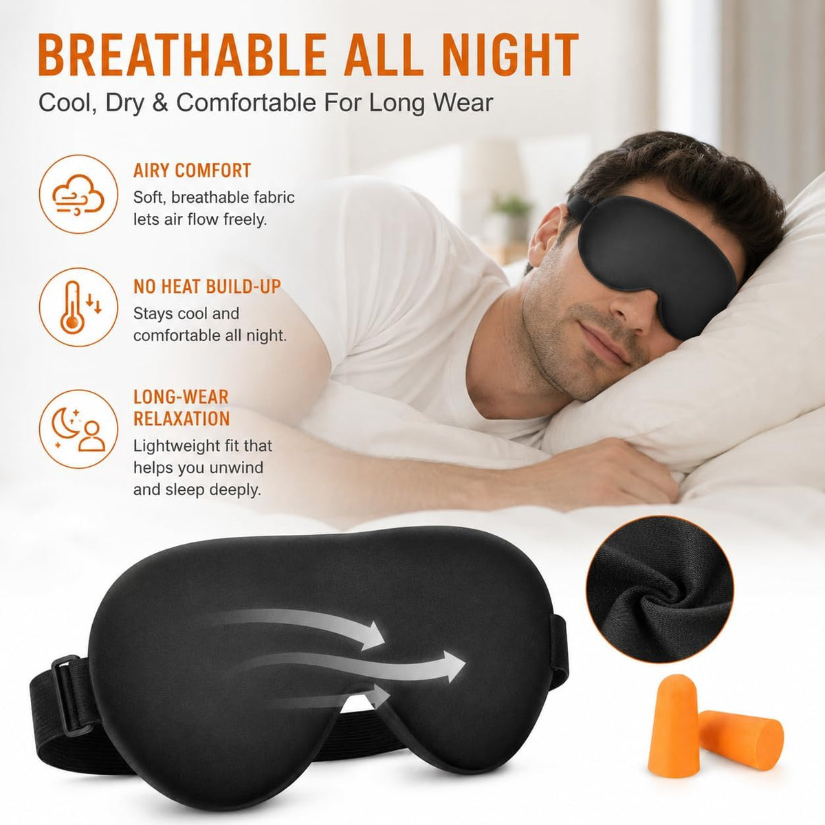 Cooling Sleep Mask with Mulberry Silk Surface & Removable Gel Pack