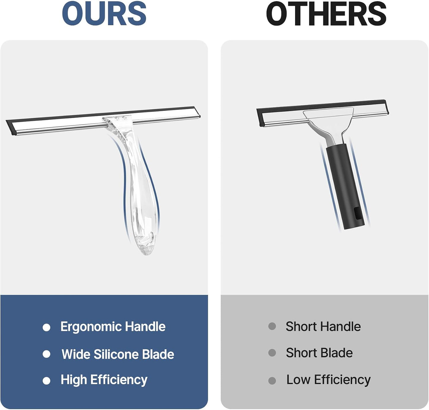 AmazerBath Squeegee for Shower Glass Door, All-Purpose Squeegee with Hook for Shower Doors, Windows, Mirrors, Tiles and Car Glass, 10 Inches