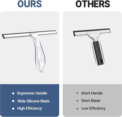 AmazerBath Squeegee for Shower Glass Door, All-Purpose Squeegee with Hook for Shower Doors, Windows, Mirrors, Tiles and Car Glass, 10 Inches