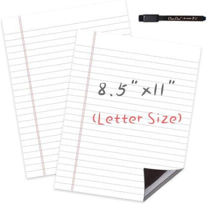 Magnetic Dry Erase Board – 8.5”x11” Reusable Lined Dry Erase List Board for Fridge 2 Pcs – Marker Included