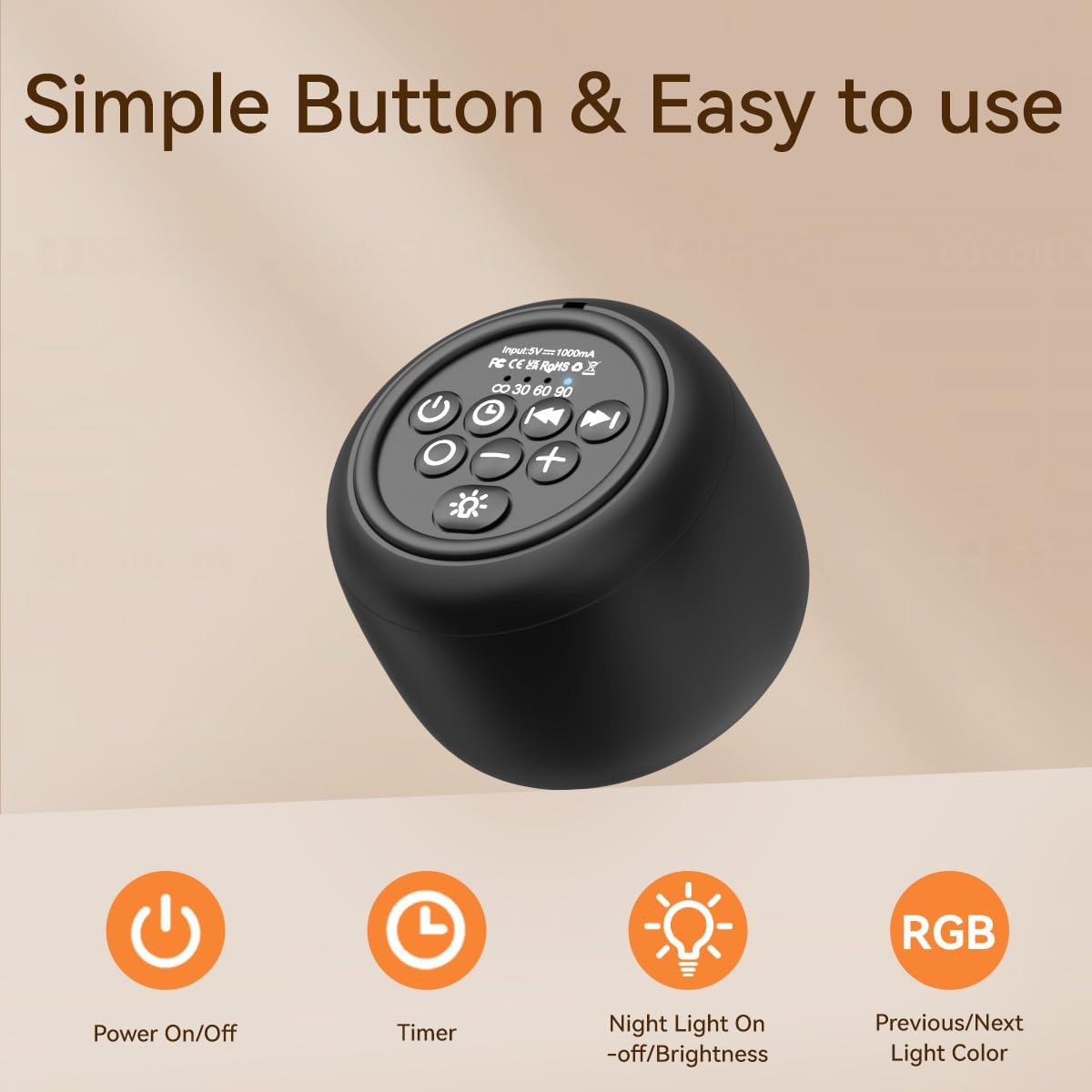 DailyBody Sound Machine White Noise Machine with 30 Soothing Sounds 12 Colors Night Light 32 Levels Volume 5 Timers & Memory Function Effectively Blocks Noise Ideal Sleep Machine for Baby Kids Adults