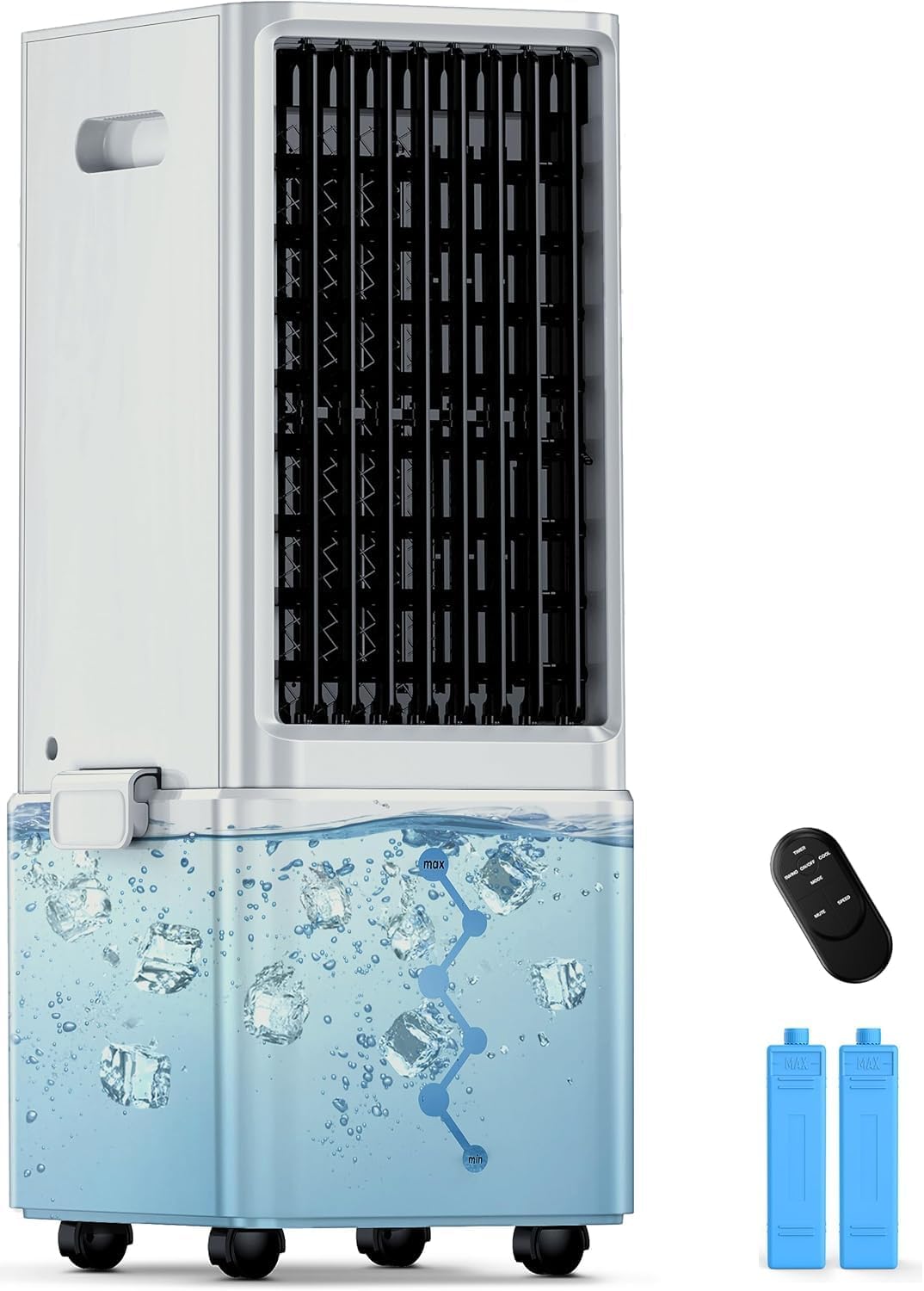 Windowless Air Conditioner w/4 Mode,3 Speed, Waterless Alert,2.4-Gal Tank for 24H Cooling, 12H Timer Swamp Cooler Air Conditioner, 20FT Remote,70° Auto Swing Evaporative Air Cooler for Bedroom