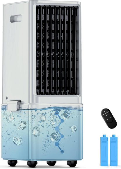 Windowless Air Conditioner w/4 Mode,3 Speed, Waterless Alert,2.4-Gal Tank for 24H Cooling, 12H Timer Swamp Cooler Air Conditioner, 20FT Remote,70° Auto Swing Evaporative Air Cooler for Bedroom