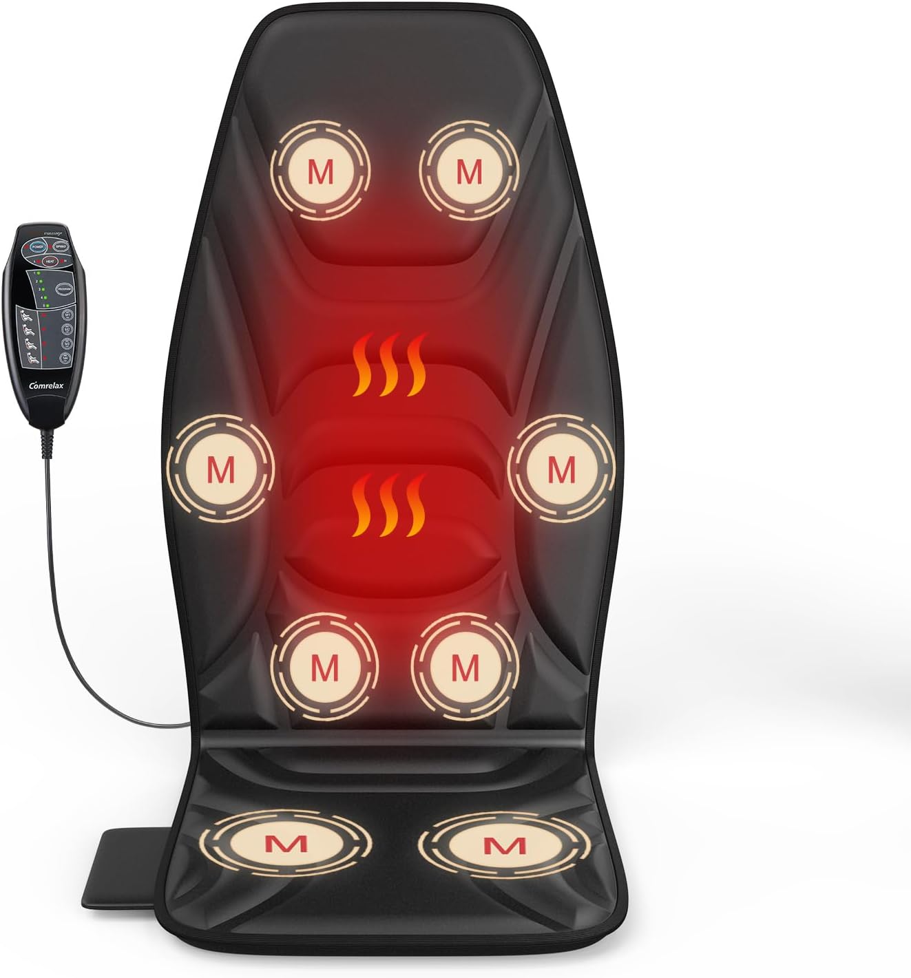 Massage Seat Cushion with Heat and Cooling Fan, Vibration Back Massager for Chair with 6 Motors, Chair Massager Pad for Office Chair, Sofa and Recliner, Jet-Black