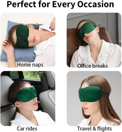 Sleep Mask for Back and Side Sleepers 1 Pack, 3D Light Blocking Eye Mask for Sleeping, Zero Pressure Eye Cover for Women and Men, Lightweight Breathable Night Blindfold Black