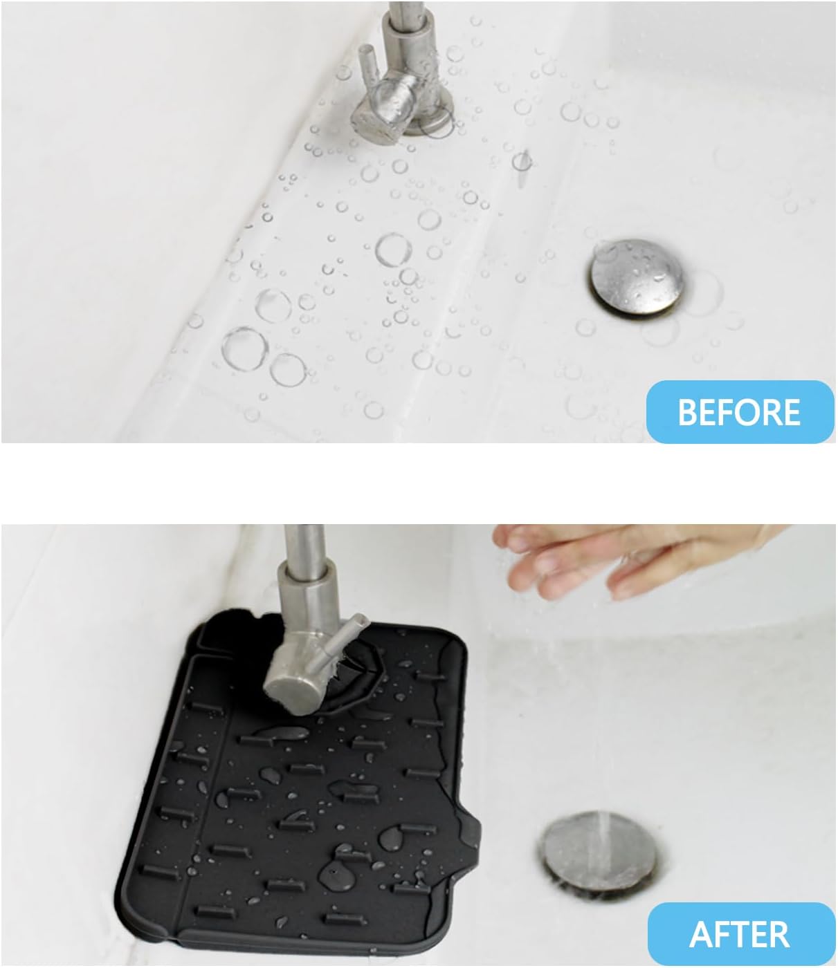 2 Pieces Kitchen Sink Splash Guard 8.3" Mini Sink Faucet Mat Faucet Handle Drip Catcher Tray Mat in Gray Faucet Draining Mat for Soap Sponge Placement Sink Protectors for Kitchen & Bathroom