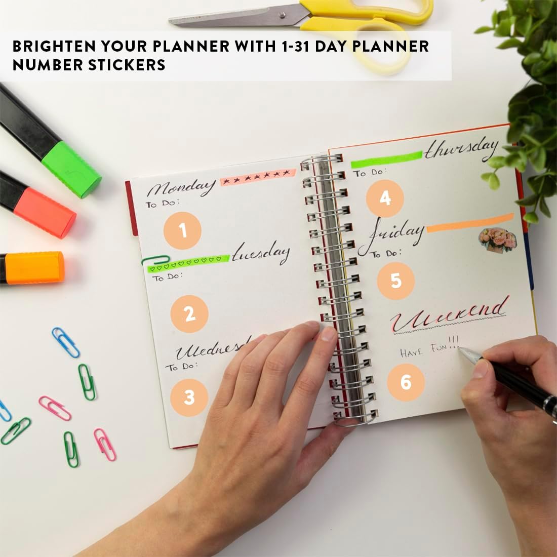 Andaz Press Colorful 7 Days of Week Stickers, Day Week Calendar Stickers for Adults Planner Day Dots Food Labels for Food Containers Date Calendar Planner Stickers Week Day Sticker Labels, 480-Pack