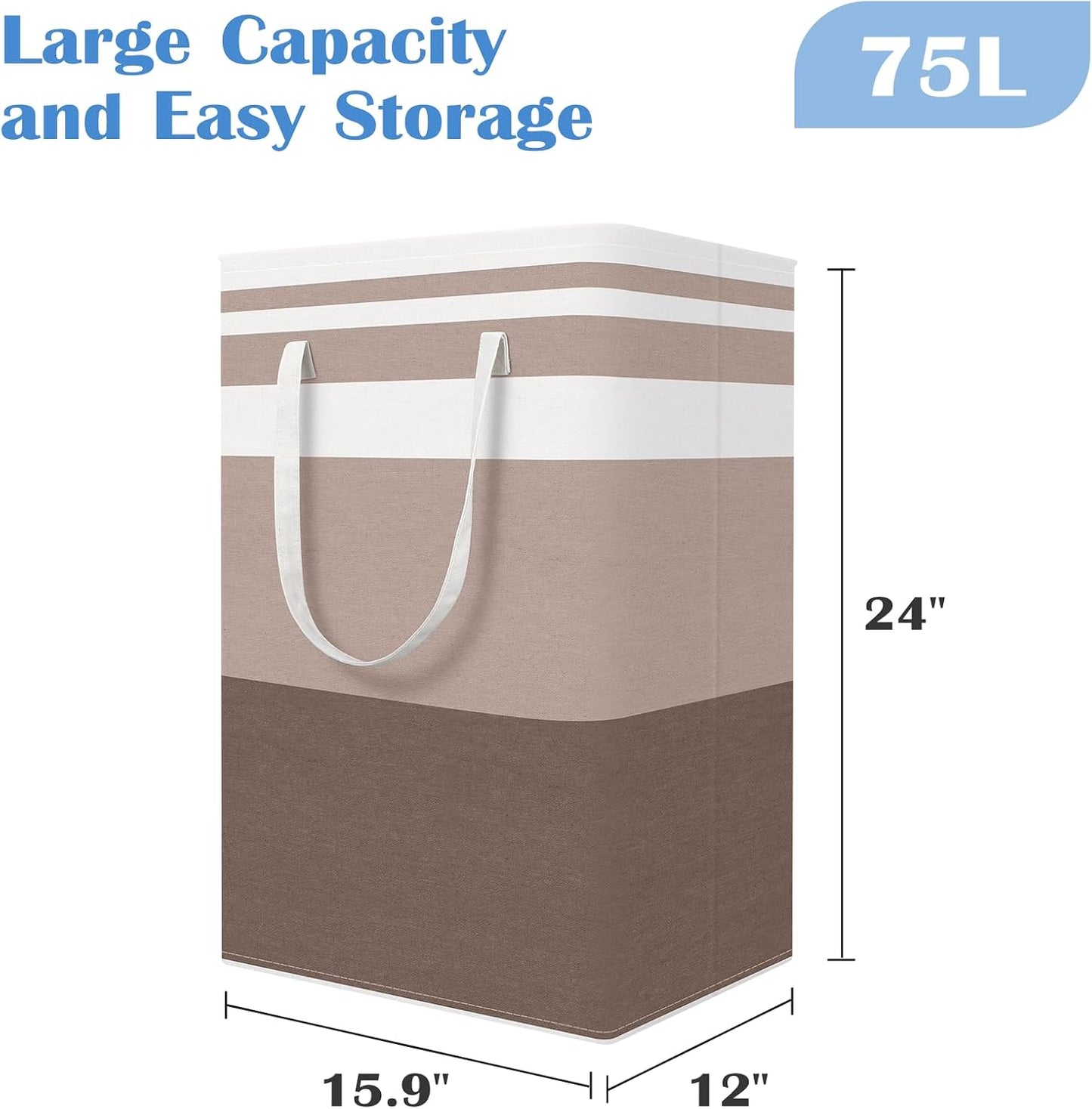BlissTotes 3-Pack Laundry Basket, Collapsible Laundry Hamper, Grey, 75L | Laundry Clothes Hamper, Hampers for Bedroom, Freestanding Hamper with Handles, Clothes Laundry Basket