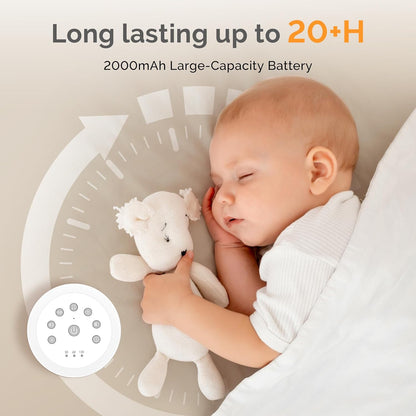 MelodySusie Rechargeable White Noise Machine for Sleep Travel & Salon with Wooden Stand, Sound Machine with 31 Soothing Sounds, Multi-Night Light, 32 Volumes & 4 Timers for Baby Adult