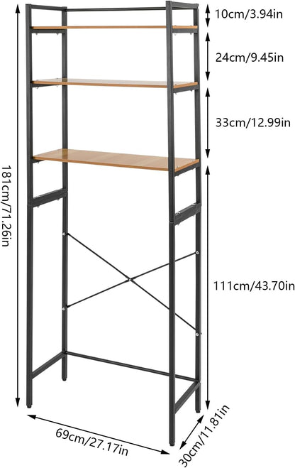 3-Tier Laundry Room Storage Shelf,Over Washer and Dryer Shelves,Floor Standing Washing Machine Storage Rack,White,Marbling