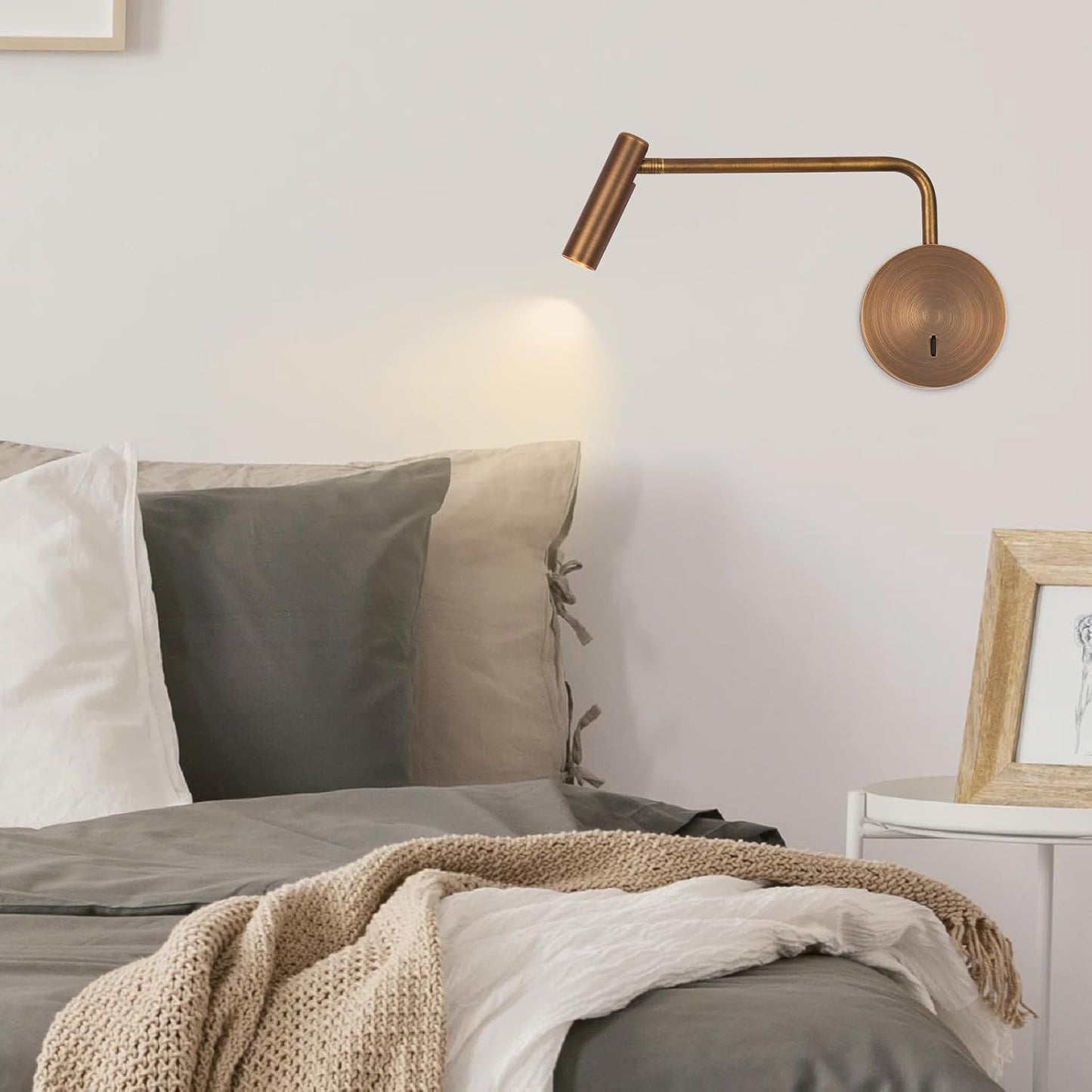 ZEROUNO Wall Mounted Reading Light for Bedroom LED Hardwired Sconce with Switch on/Off Modern 3000K Swing Arm Bedside Wall Mount Lamp (Black)