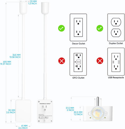 Plug in LED Book Reading Spot Light, White Dimmable Wall Sconce Lamp with Power Plug and Outlet Extender for Kitchen Bedroom Living Room, 3 Lighting Colors, USB Output Charging Ports