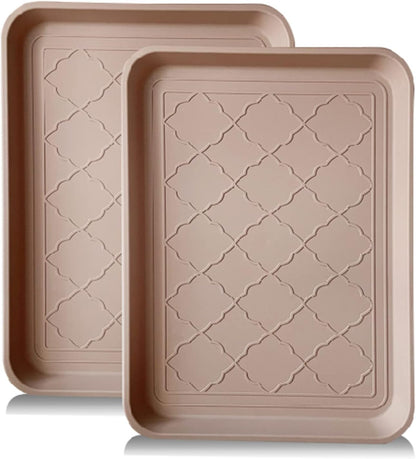 PetLike Boot Tray for Entryway Indoor, Pet Food Mat, 23 x 15.5 inch 2 Packs, Waterproof Rubber Shoe Tray for Indoor and Outdoor, Multi-Purpose Trays for Boots, Shoes, Pets, Garden