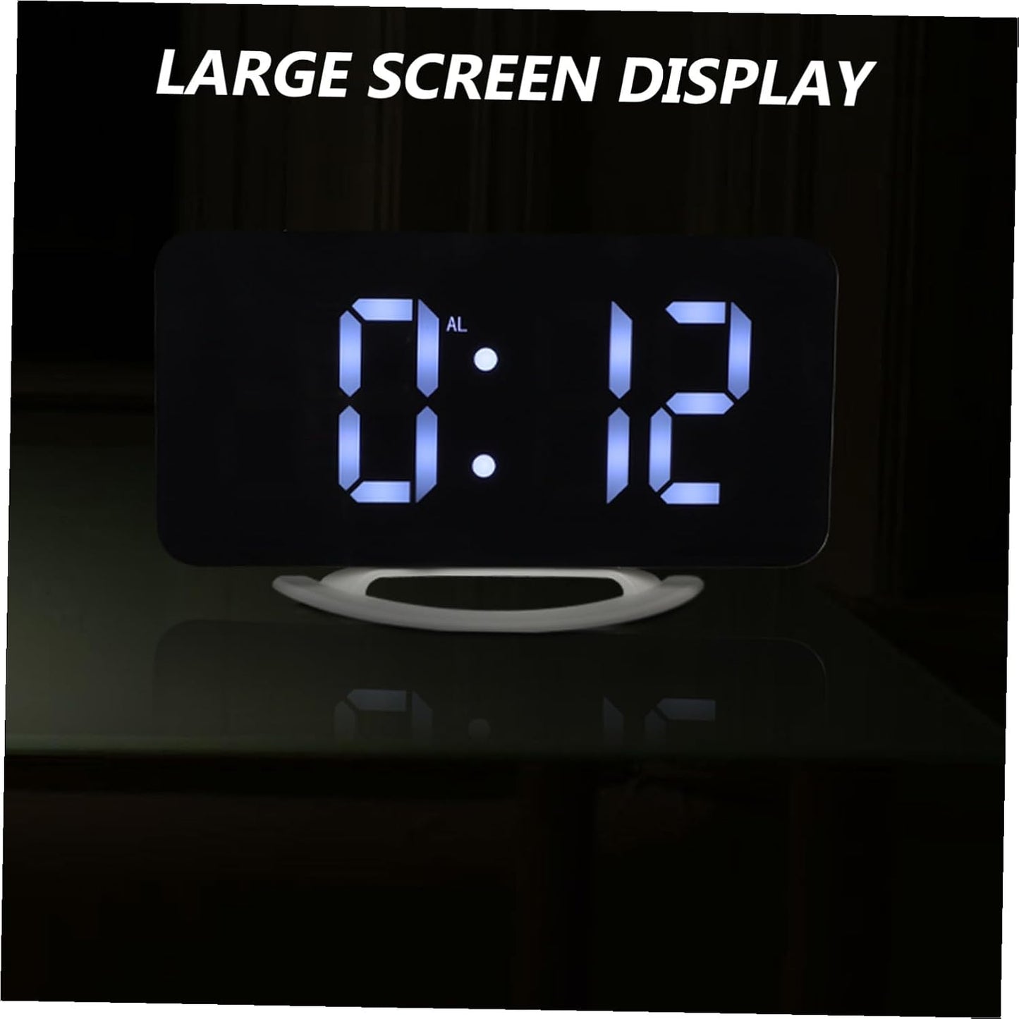 BETOOKY Vibrating Bed Shaker Alarm Clock Dual Digital Alarm with Large RGB Mirror Display for Heavy Sleepers Bedroom Office Use