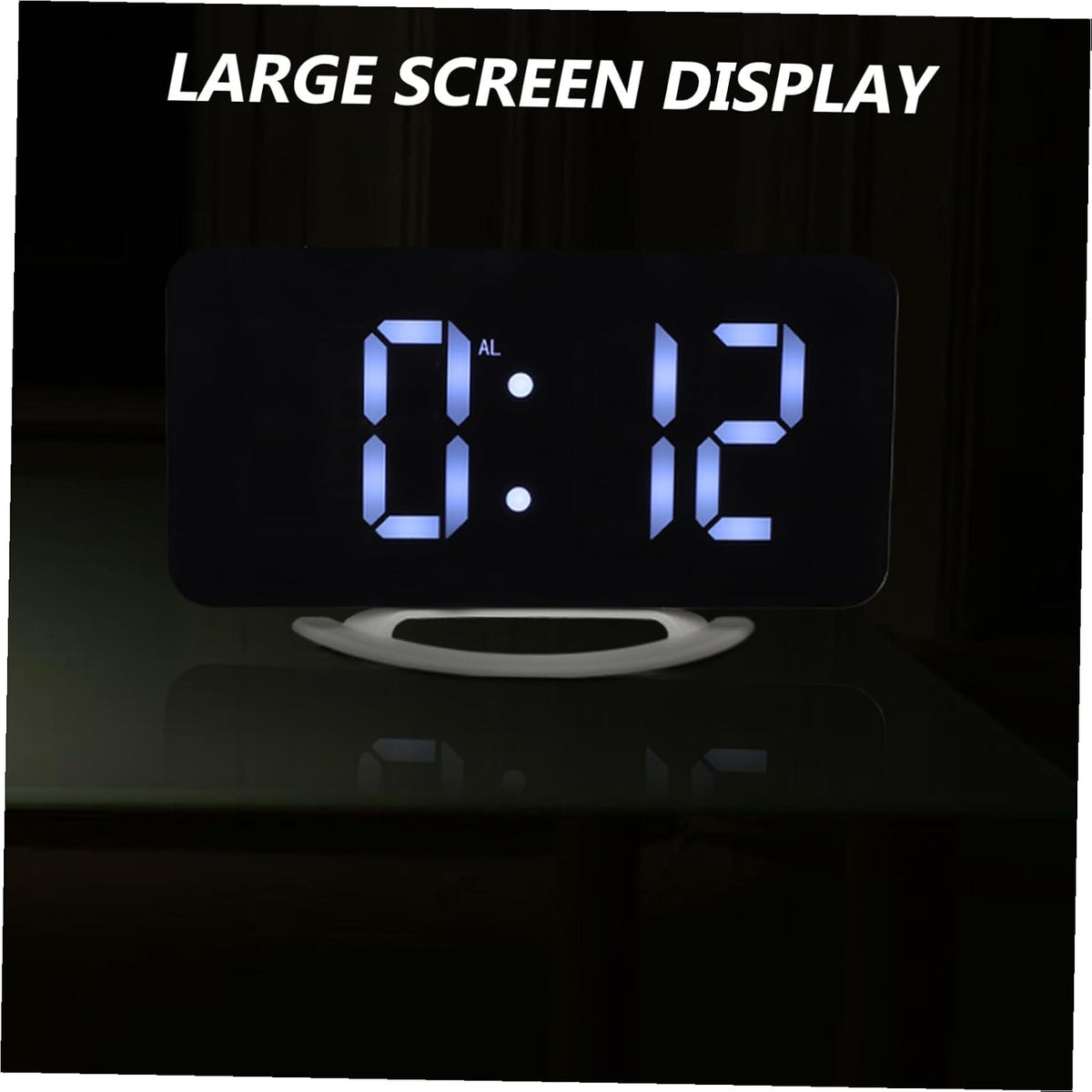 BETOOKY Vibrating Bed Shaker Alarm Clock Dual Digital Alarm with Large RGB Mirror Display for Heavy Sleepers Bedroom Office Use