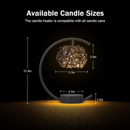 Yeuslor Gold Candle Warmer Lamp for Jar Candles with Adjustable Brightness＆Timer，Handcrafted Crystal＆Wooden Base, Luxurious Design,Home Decoration Electric Candle lamp(C-Shaped)