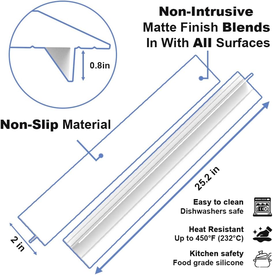 Silicone Stove Counter Gap Cover 30 Inch Side Range Gap Filler 2 Pack Black | Extra long kitchen stove gap covers, 0.2-1 inch gap, heavy 10 oz, cut to size, oven crack guards between stove and counter