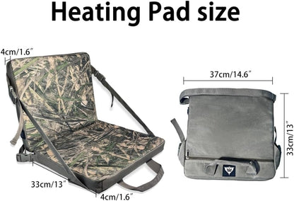 Hunting Seat Cushion with Backrest Adjustable Portable Heated Seat Pad Suitable for Hunting Ice Fishing Hiking and Camping (Batteries Not Included)