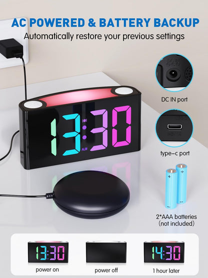 Vibrating Alarm Clock for Heavy Sleepers with Bed Shaker, 3 Wake-Up Modes
