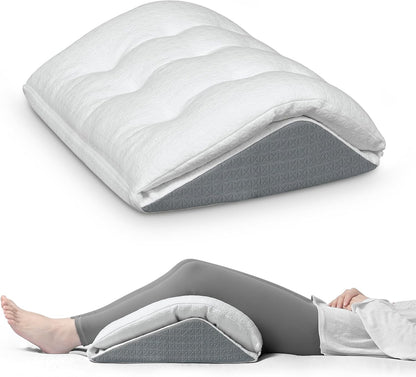 Shinnwa Knee Wedge Pillow, Patented Convertible Knee Pillow for Back Sleeping, Dual-Layer Memory Foam Triangle Pillow for Legs Post Surgery, Knee Support, Leg Elevation, Back Pain Relief