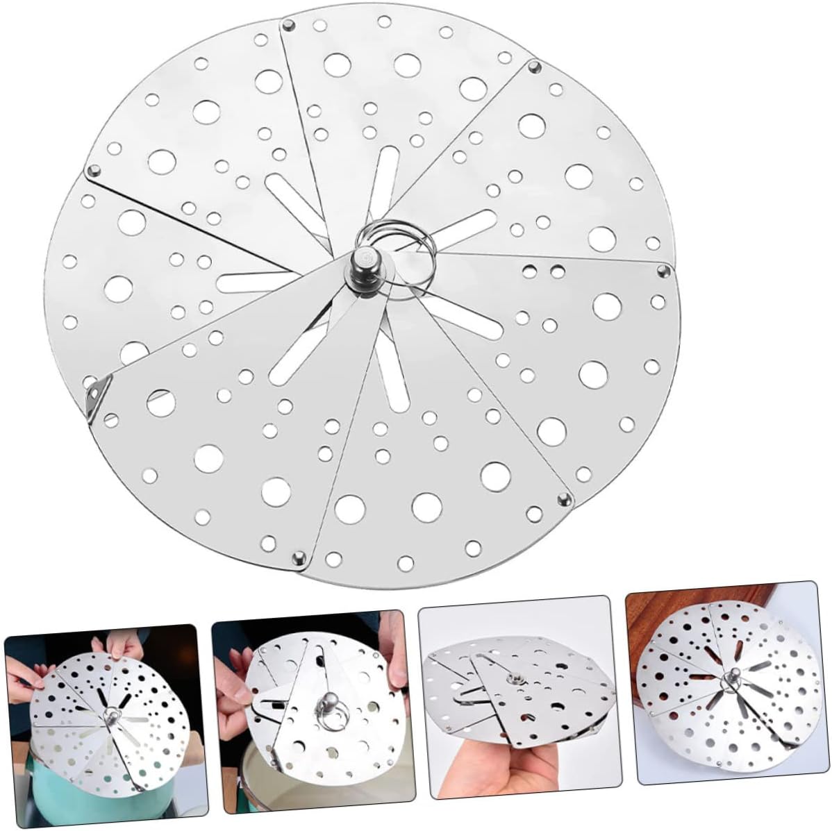 Stainless Steel Overflow Stopper Lid Adjustable Anti-Spill Cover for Pots and Pans Multi-Functional Kitchen Accessory Suitable for Cooking and Steaming