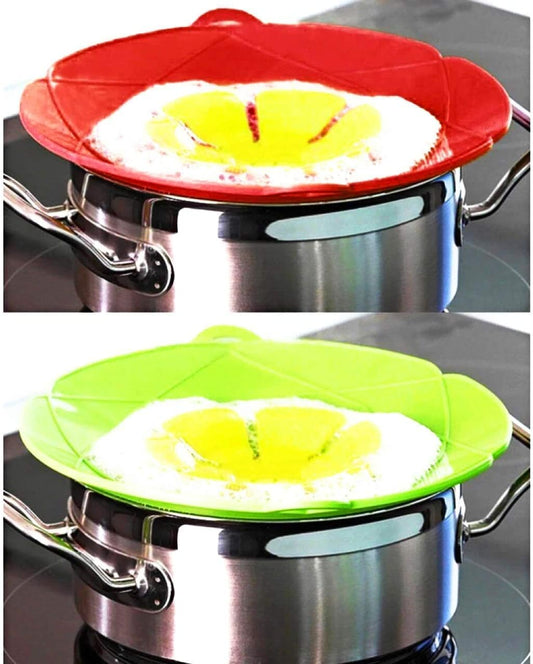 Set of 2 Silicone Spill Stopper - Boil Over Safeguard - Multi-Function Kitchen Tool - Anti Spill, No Boil Over Lid - Cooking
