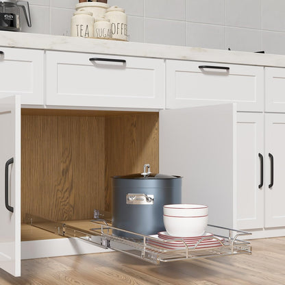 OCG Pull Out Cabinet Organizer (15" W x 21" D), Pull out Drawers, Cabinet Pull Out Shelves for Base Cabinet Organization in Kitchen Bathroom Pantry, Bottom Mount, Chrome Finish