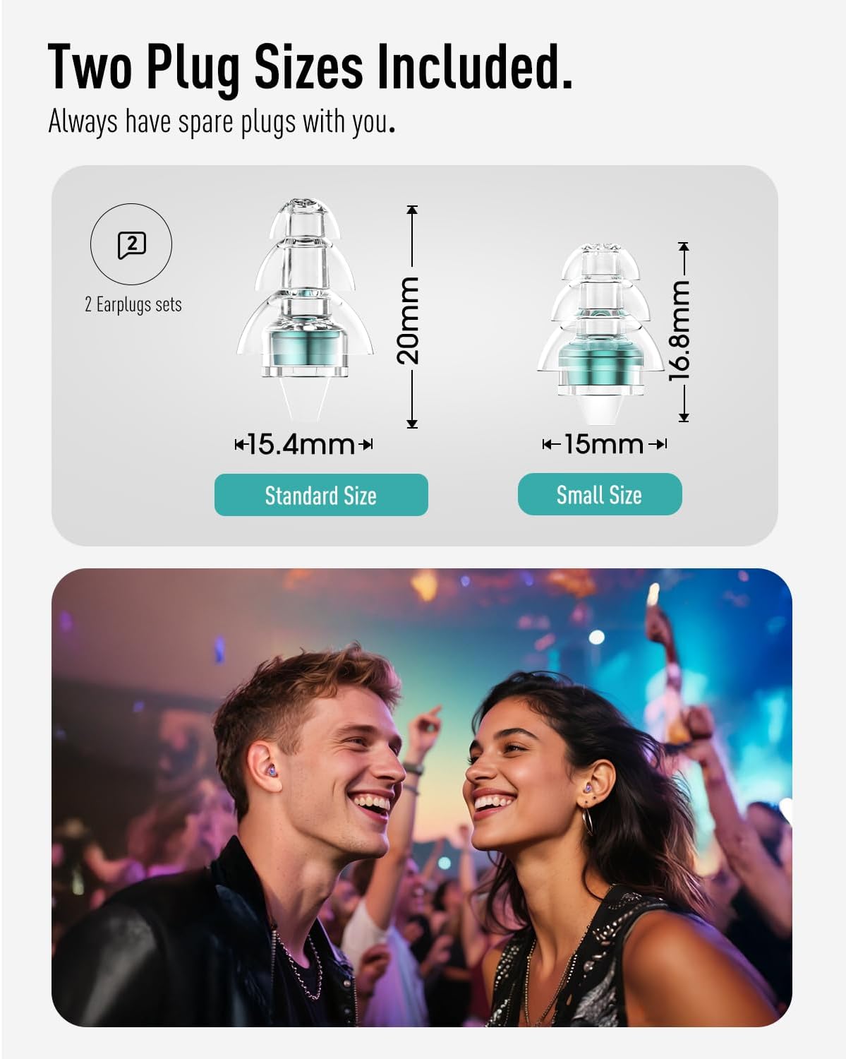 Hearprotek Concert Ear Plugs, 2Pairs Reusable high Fidelity Musician Ear Plugs for Concerts Loud Music-Noise Reduction Ear Protection earplugs for Rave,Festival,Music,Tinnitus Relief