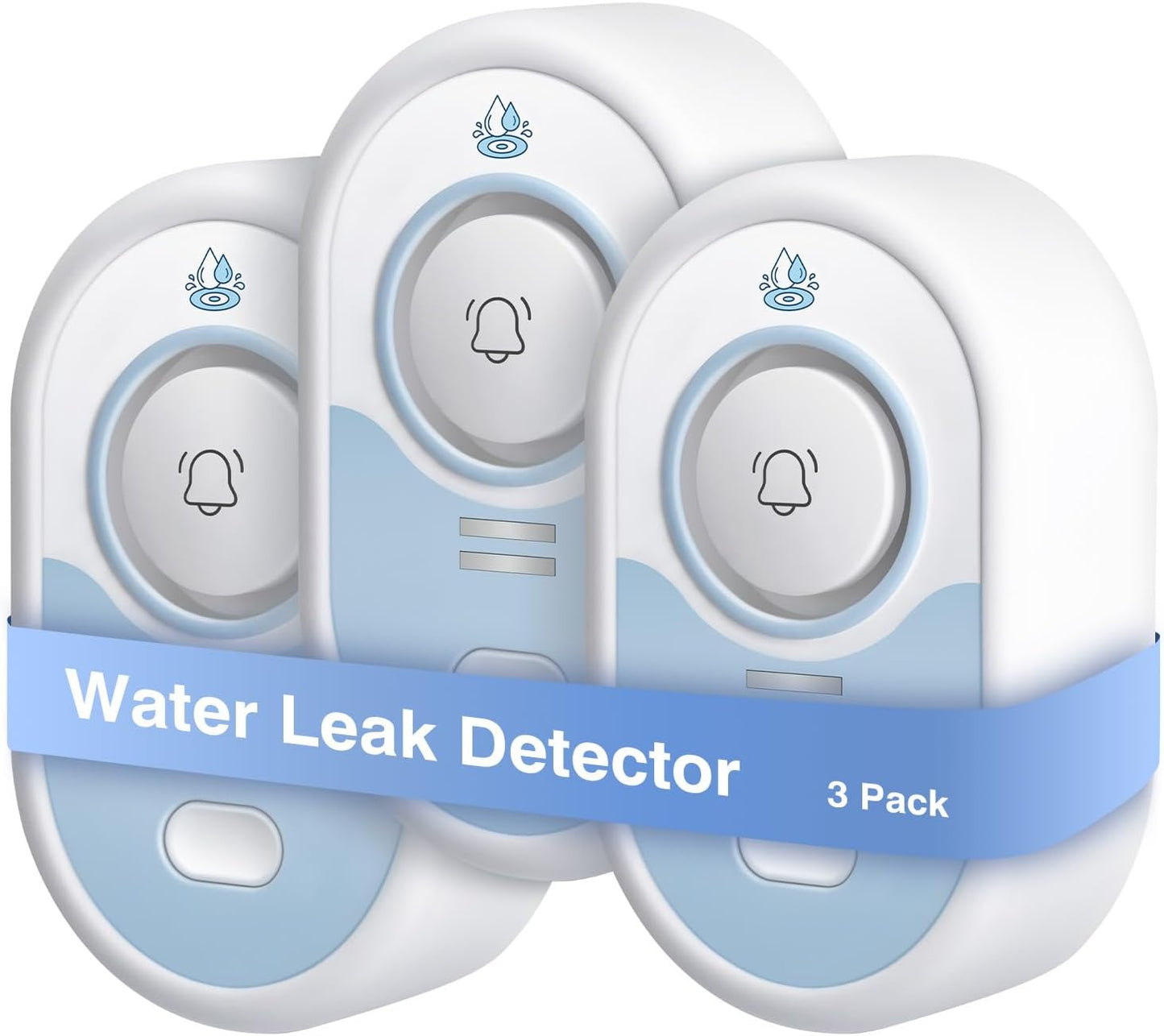 Water Leak Detector 3 Pack, 5-Year Battery Life, Water Alarm with Low Battery Warning, 100dB Loud Sound and Self-Test Function, IP66 Waterproof for Home Basement Kitchen RV(Not Support Wi-Fi)