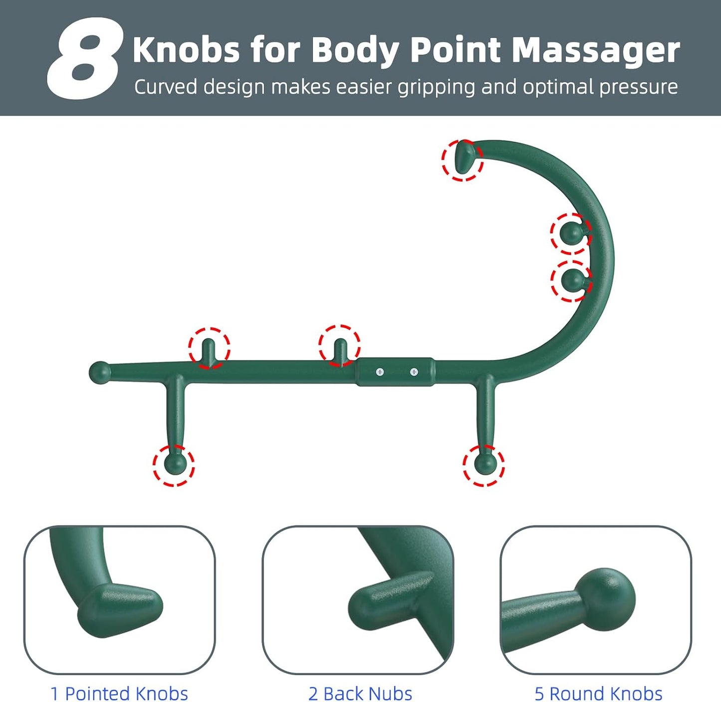 Back and Neck Massager - Blue | for Trigger Point Fibromyalgia Pain Relief and Self Massage Hook Cane Therapy