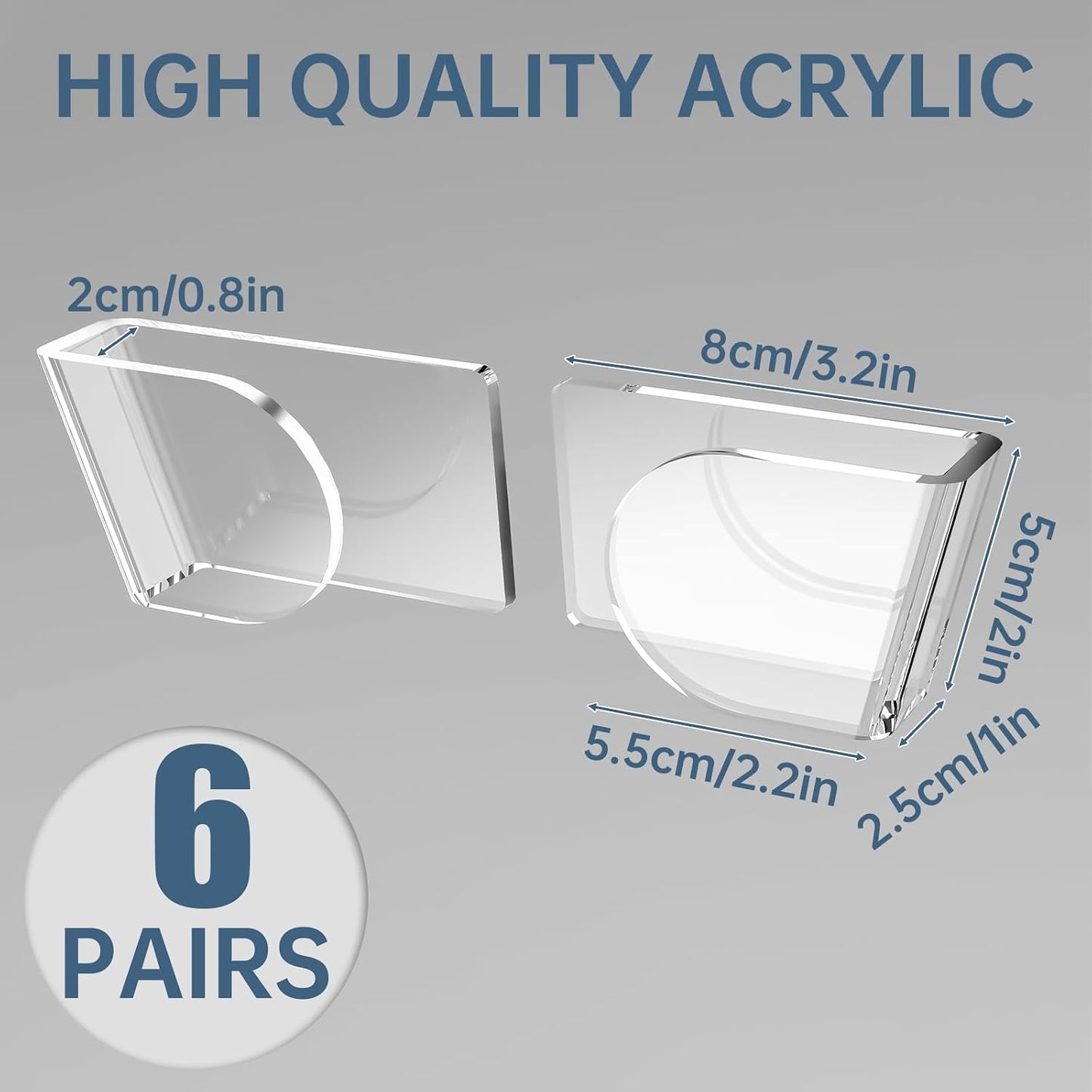 NiHome 6 Pcs Wall-Mounted Acrylic Pot Lid Organizer with Advanced Nano-Gel Adhesive, Pot Lid Holder with Elegant Transparent Design, Fits 6" to 14", No-Tool Installation and Clean Removal