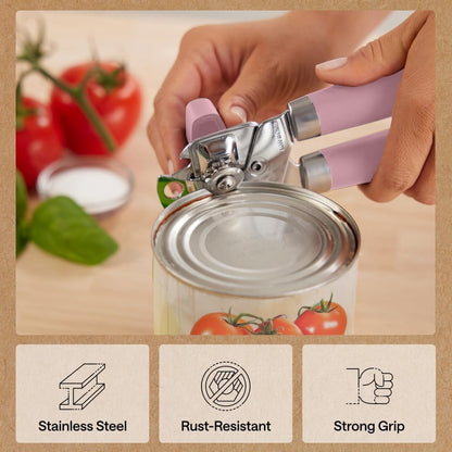 GORILLA GRIP Original Model Stainless Steel Smooth Edge Manual Can Opener and Bottle Openers, US Designed, Comfortable Handle, Oversized Handheld Turn Knob, Multifunctional Kitchen Tool, Gray