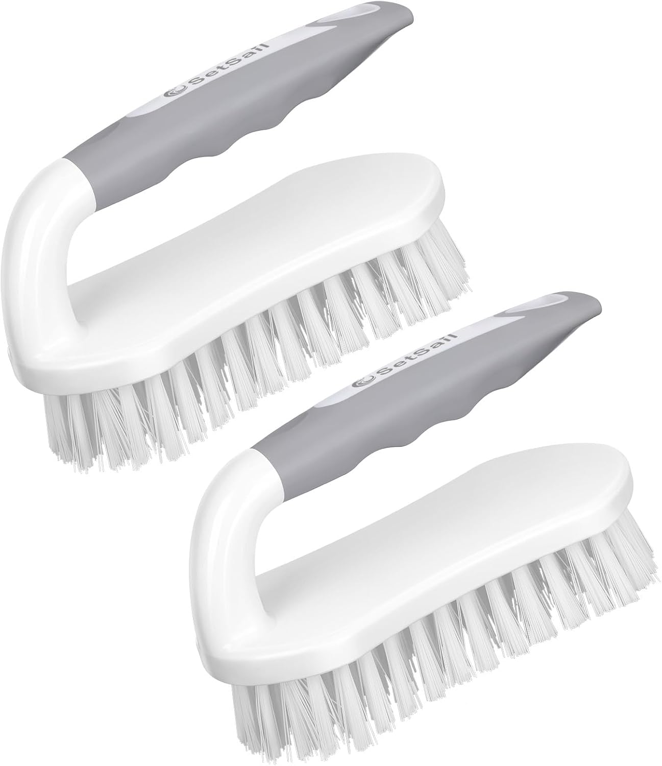 SetSail Scrub Brush, Heavy-Duty Scrub Brushes for Cleaning with Stiff Bristles Cleaning Brush for Shower, Bathroom, Carpet, Kitchen and Bathtub Scrubber - 2 Pack | Durable Bristles Ergonomic Non-Slip Tpr Grip. U-Style Hanging Loop for Storage. Use for