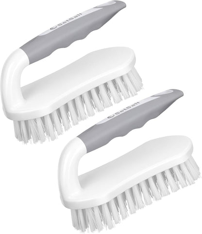 SetSail Scrub Brush, Heavy-Duty Scrub Brushes for Cleaning with Stiff Bristles Cleaning Brush for Shower, Bathroom, Carpet, Kitchen and Bathtub Scrubber - 2 Pack | Durable Bristles Ergonomic Non-Slip Tpr Grip. U-Style Hanging Loop for Storage. Use for