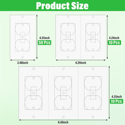 70 Pcs White Wall Insulation Gasket Rectangle Wall Plate Outlet Sealers White Outlet Insulation Foam Replacement Weatherproof Gasket Sealer Energy Saving