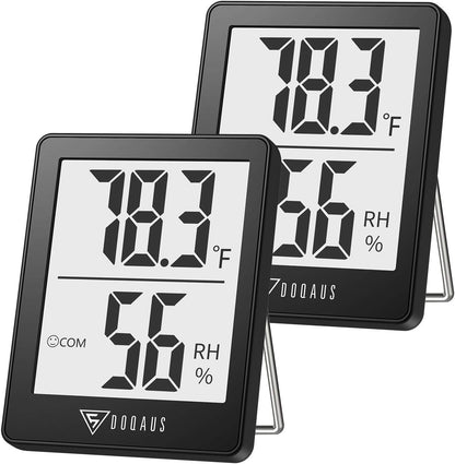 DOQAUS 3 Pack Digital Hygrometer Indoor Thermometer Humidity Monitor Black | Humidity Meter Mini Hygrometer with Accurate Temperature and Humidity Monitor for House, Baby Room, Greenhouse, Incubator