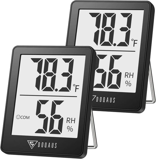 DOQAUS 3 Pack Digital Hygrometer Indoor Thermometer Humidity Monitor Black | Humidity Meter Mini Hygrometer with Accurate Temperature and Humidity Monitor for House, Baby Room, Greenhouse, Incubator
