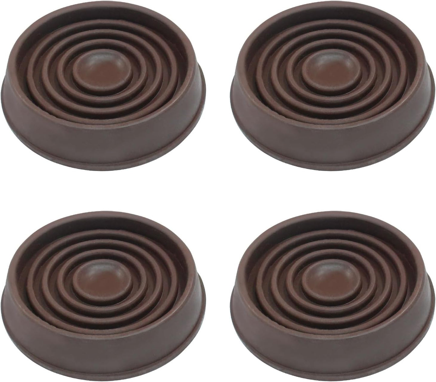 Hordion 4PCS 1-3/4" Furniture Caster Cups, Round Rubber Furniture Pad Brown | Non-Slip Floor Protector for Couch Table Chair Cabinet