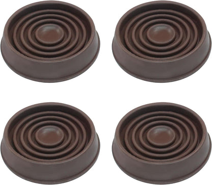 Hordion 4PCS 1-3/4" Furniture Caster Cups, Round Rubber Furniture Pad Brown | Non-Slip Floor Protector for Couch Table Chair Cabinet
