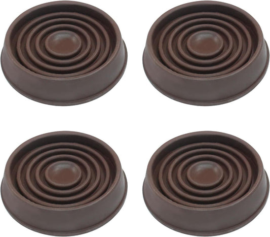 Hordion 4PCS 1-3/4" Furniture Caster Cups, Round Rubber Furniture Pad Brown | Non-Slip Floor Protector for Couch Table Chair Cabinet