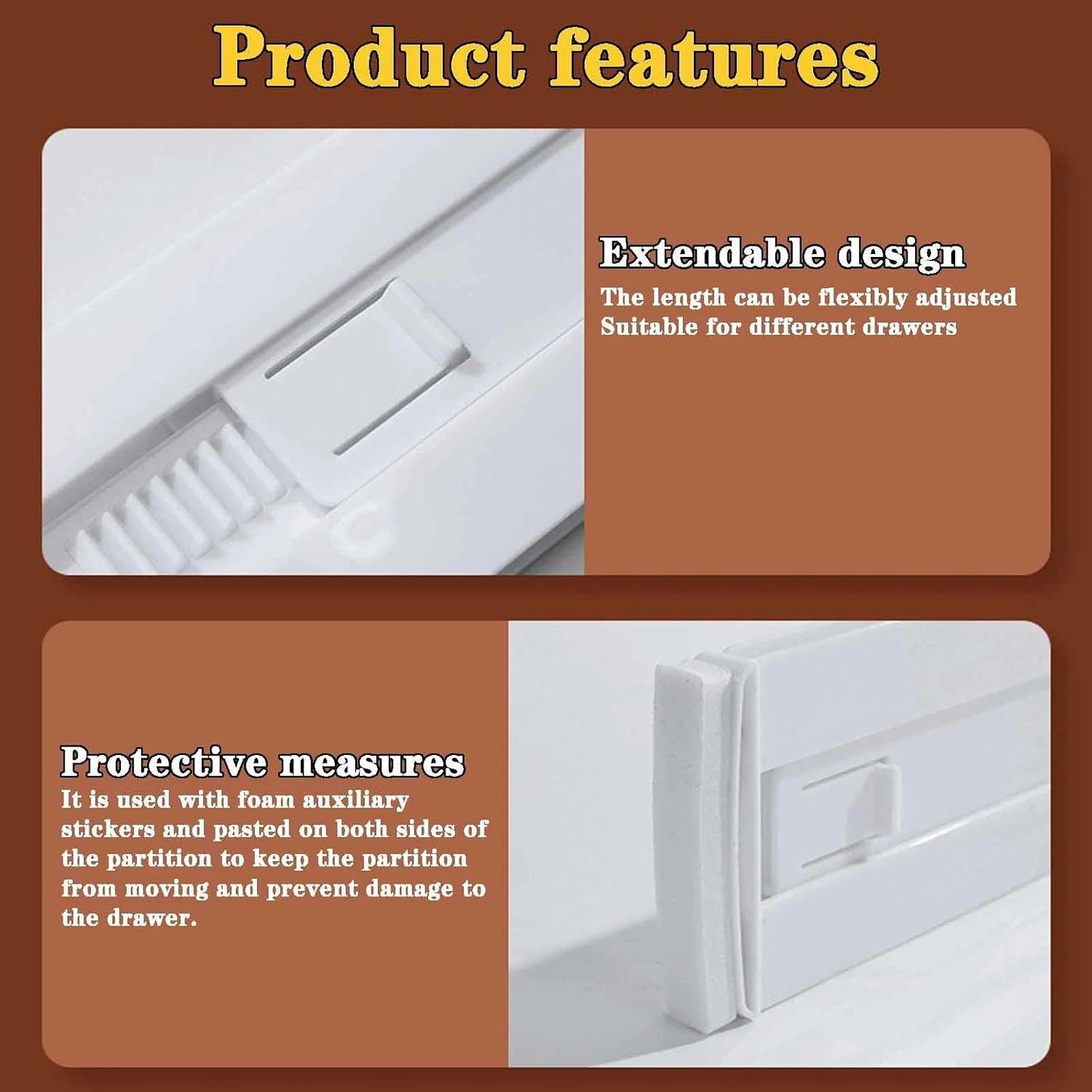 4 Pcs Drawer Dividers for Clothes,3.15" High 11.34"-19.69" clear | Adjustable Expandable Dresser Drawer Organizer, Clear Plastic Separators for Dresser, Baby Clothing