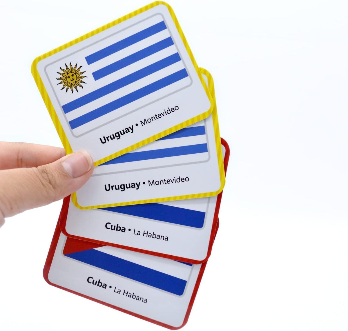 Menique Flags of the World Memory Matching Game – 100 Cards, 50 Countries & Capitals – World Flags Flash Cards for Kids & Adults – Color-Coded by Continent