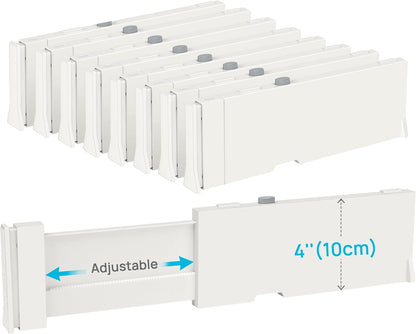 Vtopmart Drawer Dividers for Clothes 8 Pack, Adjustable 4" High Expandable from 11.3"-17" Dresser Drawer Organizer, Plastic Drawers Separators for Dresser, Baby Clothes, Kitchen and Office Storage | Adjustable Drawer Organizer, Dresser Clothes Separator,