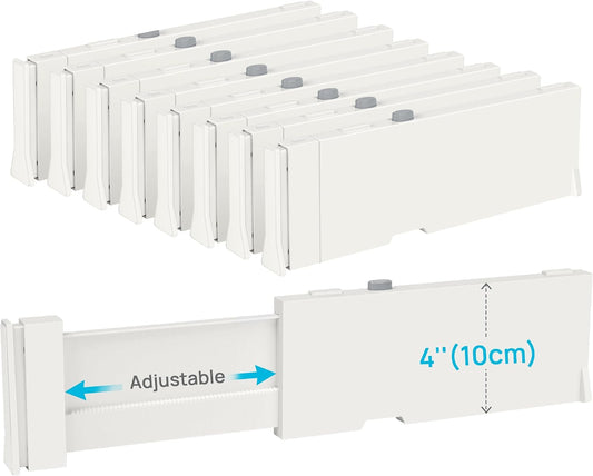 Vtopmart Drawer Dividers for Clothes 8 Pack, Adjustable 4" High Expandable from 11.3"-17" Dresser Drawer Organizer, Plastic Drawers Separators for Dresser, Baby Clothes, Kitchen and Office Storage | Adjustable Drawer Organizer, Dresser Clothes Separator,