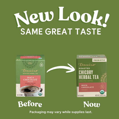 Teeccino Herbal Tea Sampler Assortment - 12 Tea Bags - Maca Chocolaté, French Roast, Hazelnut, Vanilla Nut - Roasted Caffeine Free Herbal Tea, Prebiotic for Natural Energy